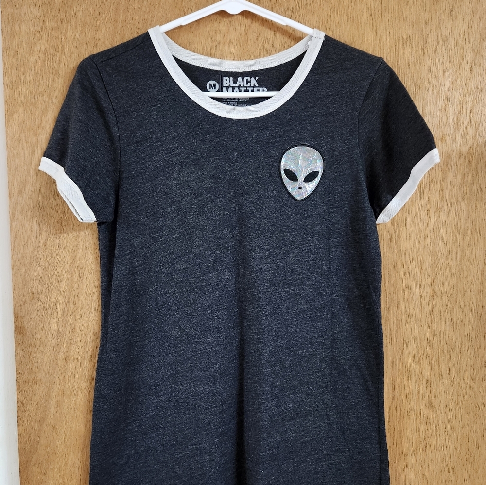 Womens grey babydoll alien shirt. Size medium
